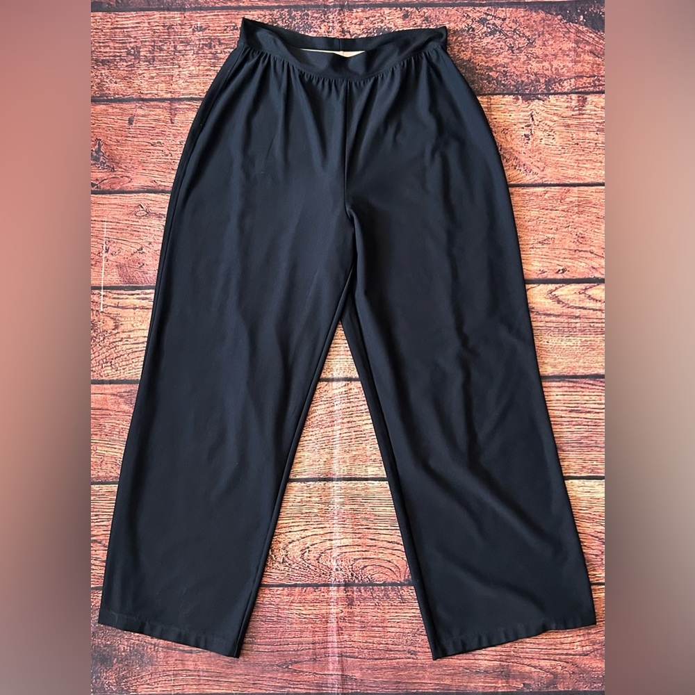 SPANX‎ Black High Rise Wide Leg Cropped Pants XL W/Hidden Shapewear Lining